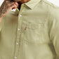 Men's Solid Green Slim Fit Oxford Shirt - Detail View