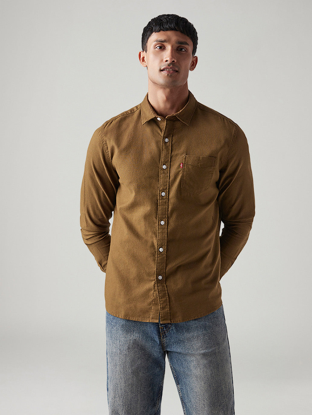 Men's Solid Slim Fit Shirt - Front View