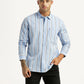 Men's Striped Light Blue Slim Fit Poplin Shirt - Styleshot View