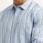 Men's Striped Light Blue Slim Fit Poplin Shirt - Detail View