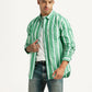 Men's Striped Green Slim Fit Poplin Shirt - Styleshot View