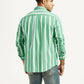 Men's Striped Green Slim Fit Poplin Shirt - Back View