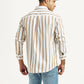 Men's Striped White Slim Fit Poplin Shirt - Back View