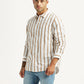 Men's Striped White Slim Fit Poplin Shirt - Side View