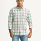 Men's Checkered White Slim Fit Shirt - Front View