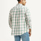 Men's Checkered White Slim Fit Shirt - Back View