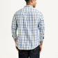 Men's Checkered Blue Slim Fit Shirt - Back View