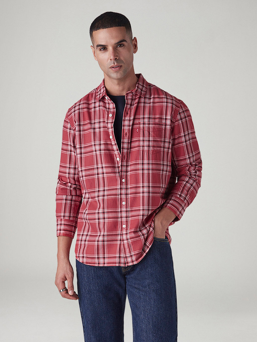 Men's Checkered Slim Fit Oxford Shirt - Styleshot View