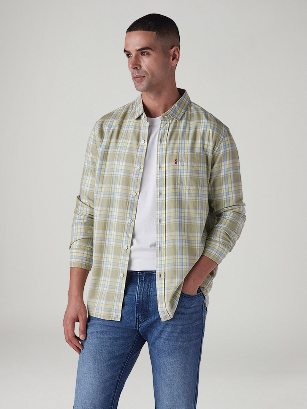 Men's Checkered Slim Fit Oxford Shirt