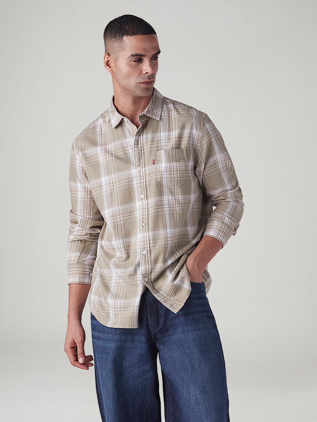 Men's Checkered Slim Fit Oxford Shirt