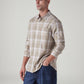 Men's Checkered Slim Fit Oxford Shirt - Side View