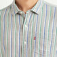 Men's Striped Grey Slim Fit Shirt - Detail View