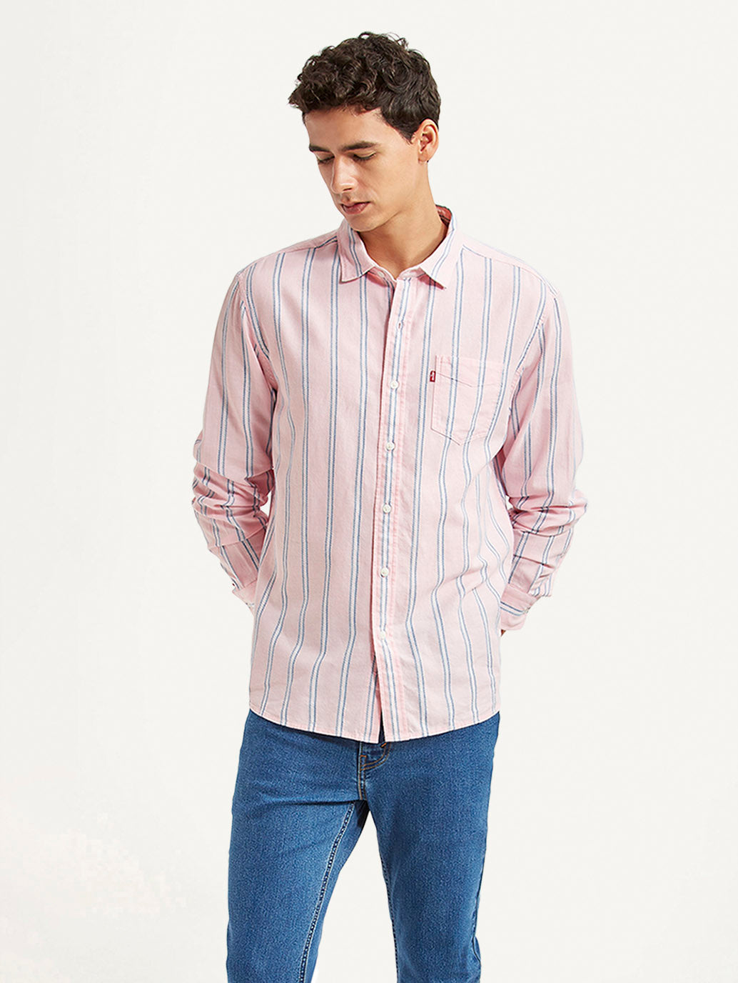 Men's Striped Pink Slim Fit Shirt