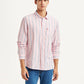 Men's Striped Pink Slim Fit Shirt - Front View