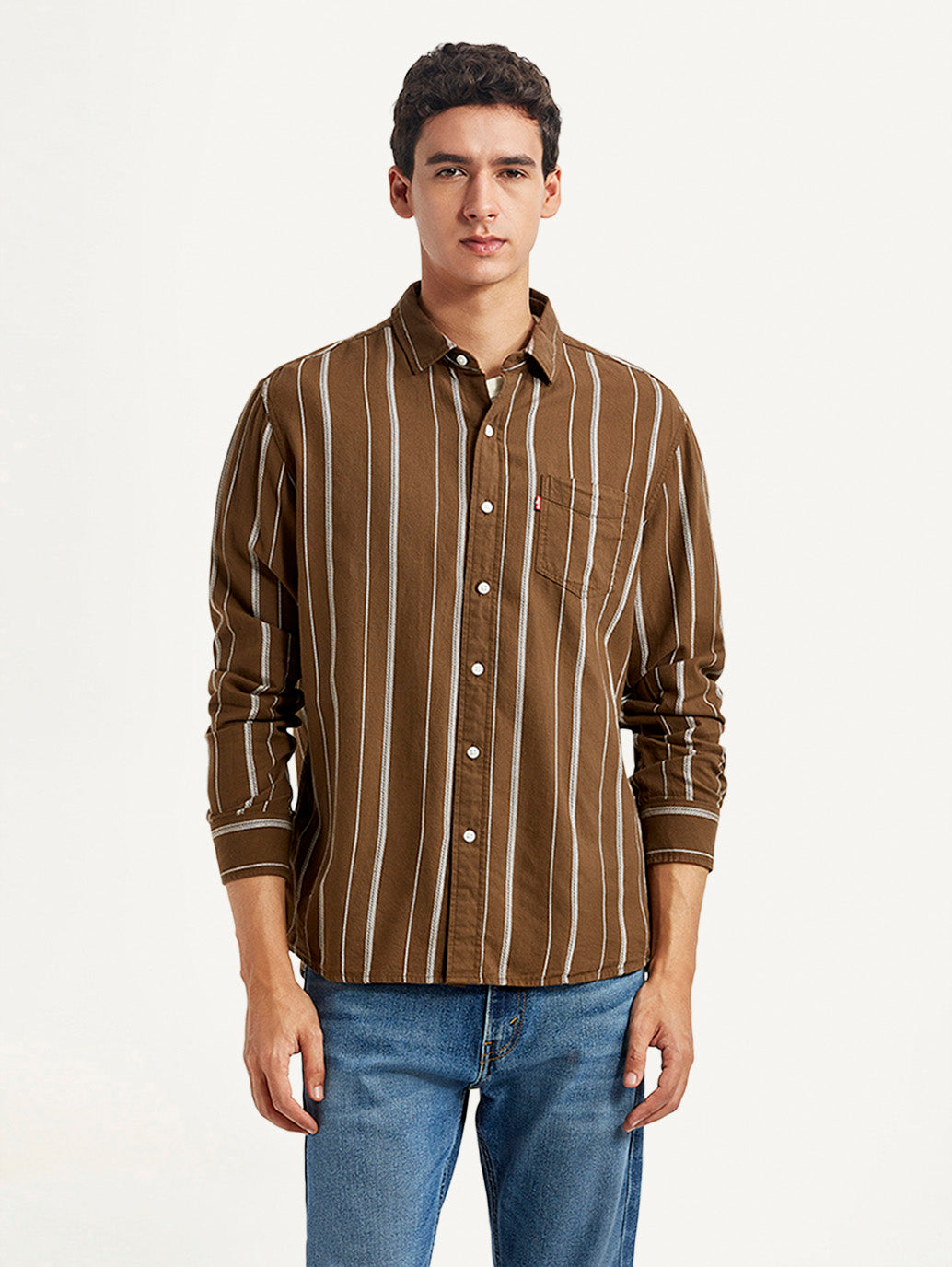 Men's Striped Slim Fit Shirt - Front View