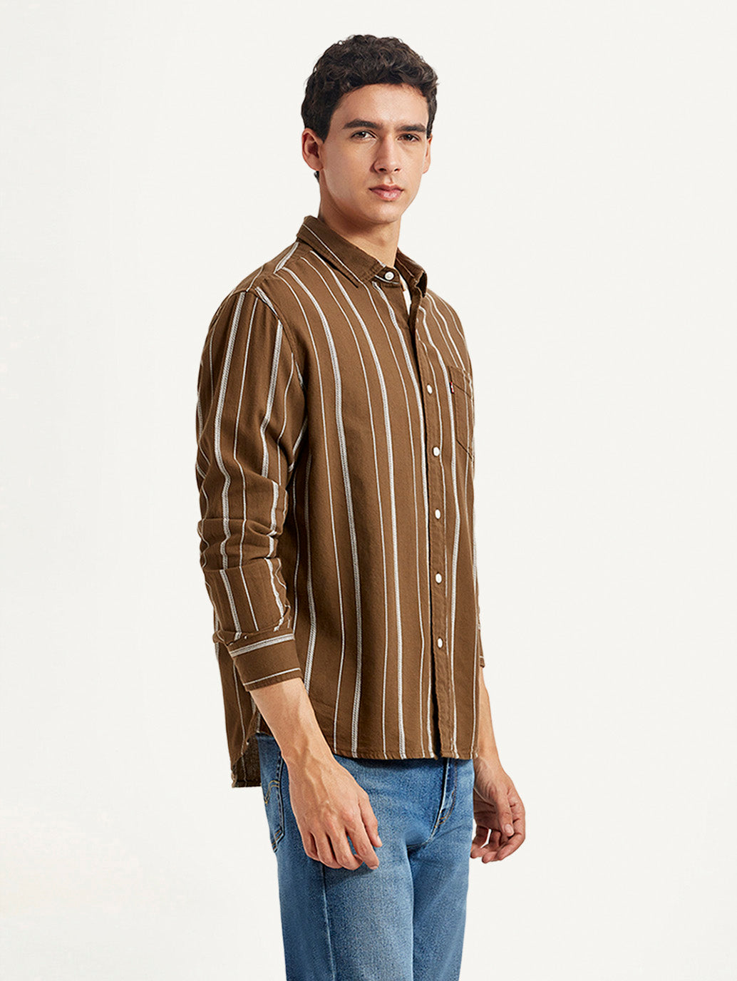 Men's Striped Slim Fit Shirt - Side View