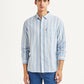 Men's Striped Light Blue Slim Fit Shirt - Front View