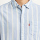 Men's Striped Light Blue Slim Fit Shirt - Detail View