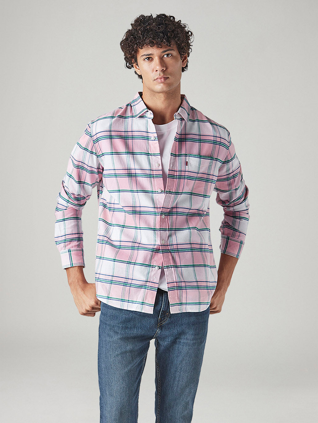 Men's Checkered Slim Fit Dobby Shirt