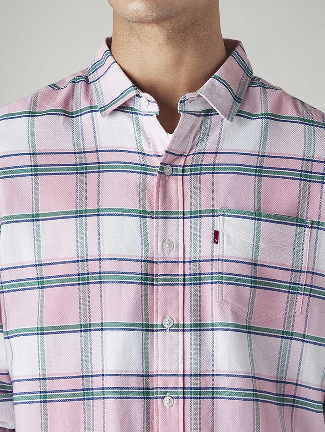 Men's Checkered Slim Fit Shirt - Detail View