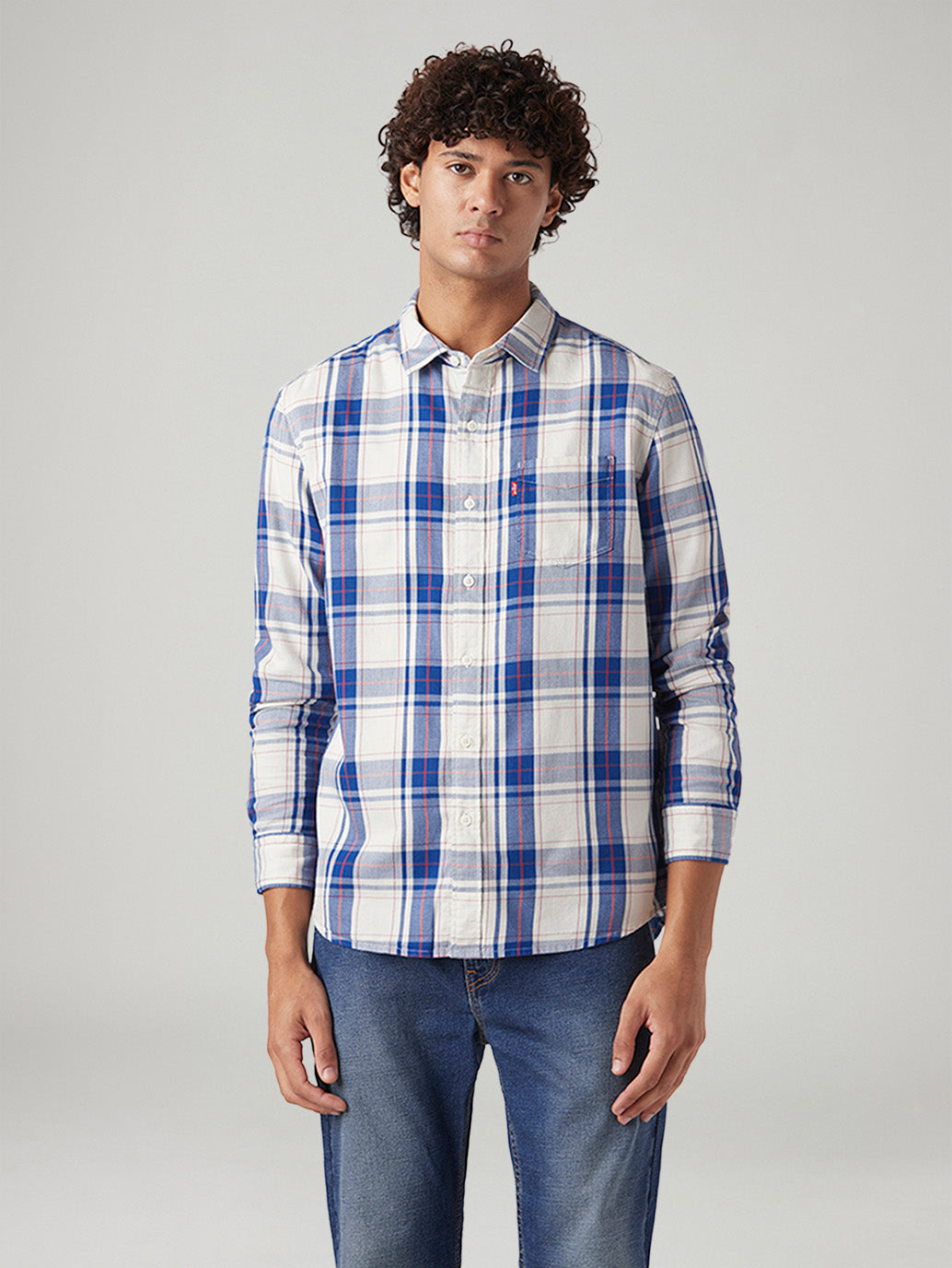 Men's Checkered Slim Fit Shirt - Front View