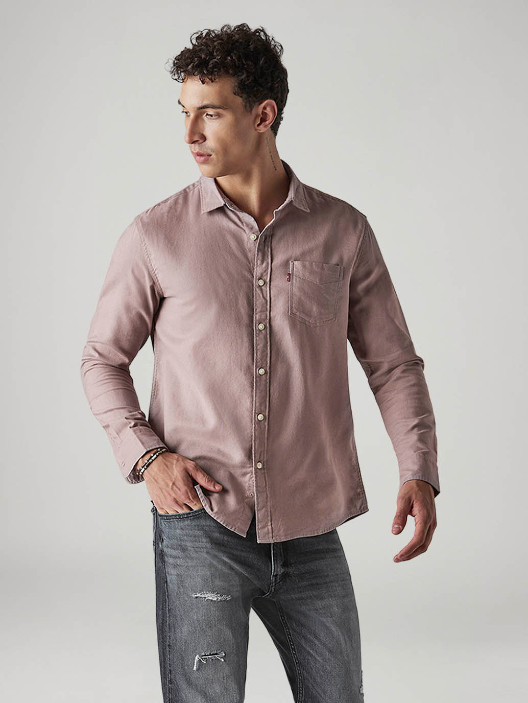 Men's Solid Slim Fit Oxford Shirt - Styleshot View