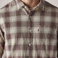 Men's Checkered Slim Fit Textured Shirt - Detail View