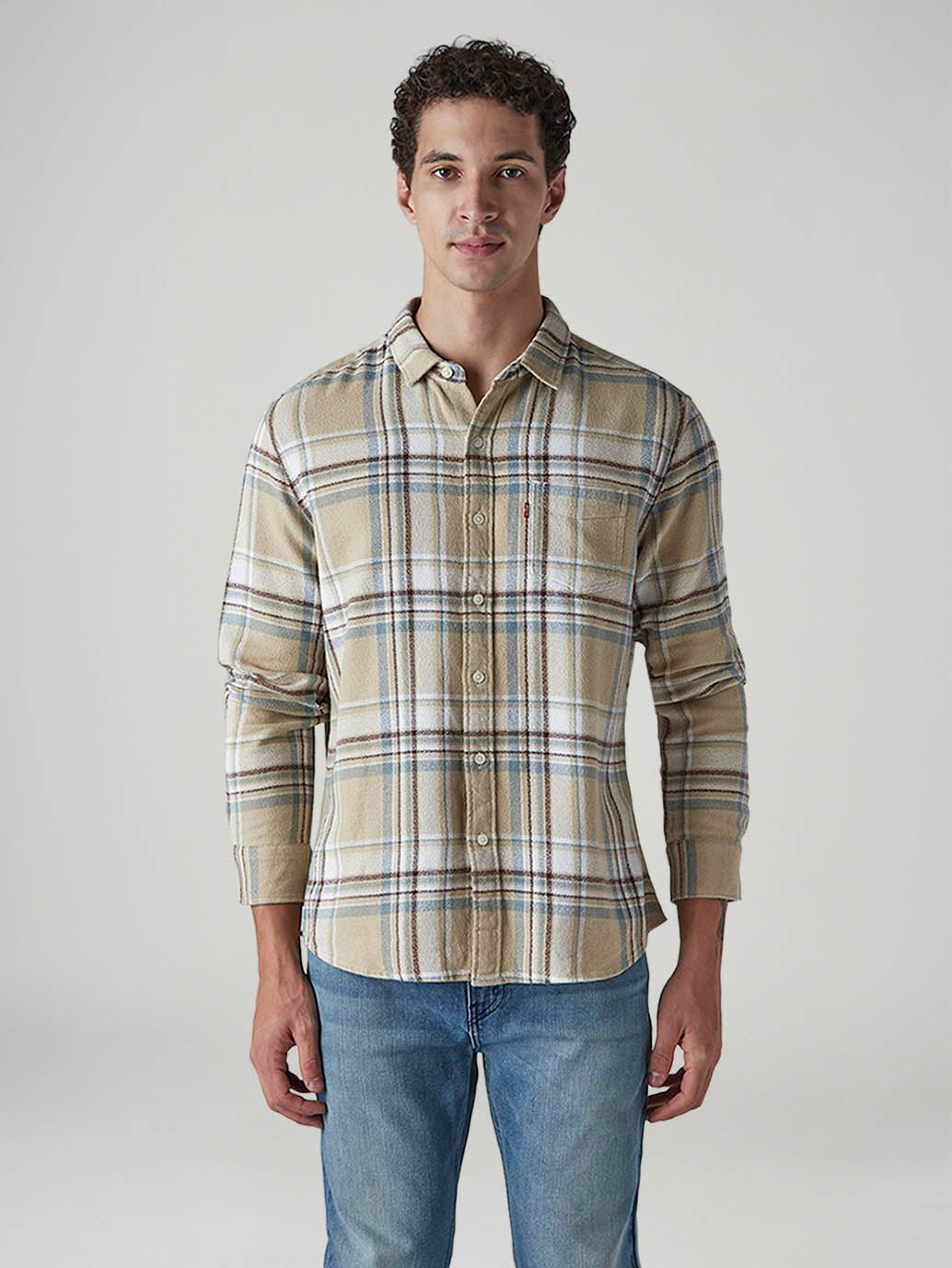 Men's Checkered Slim Fit Crepe Shirt - 20 View