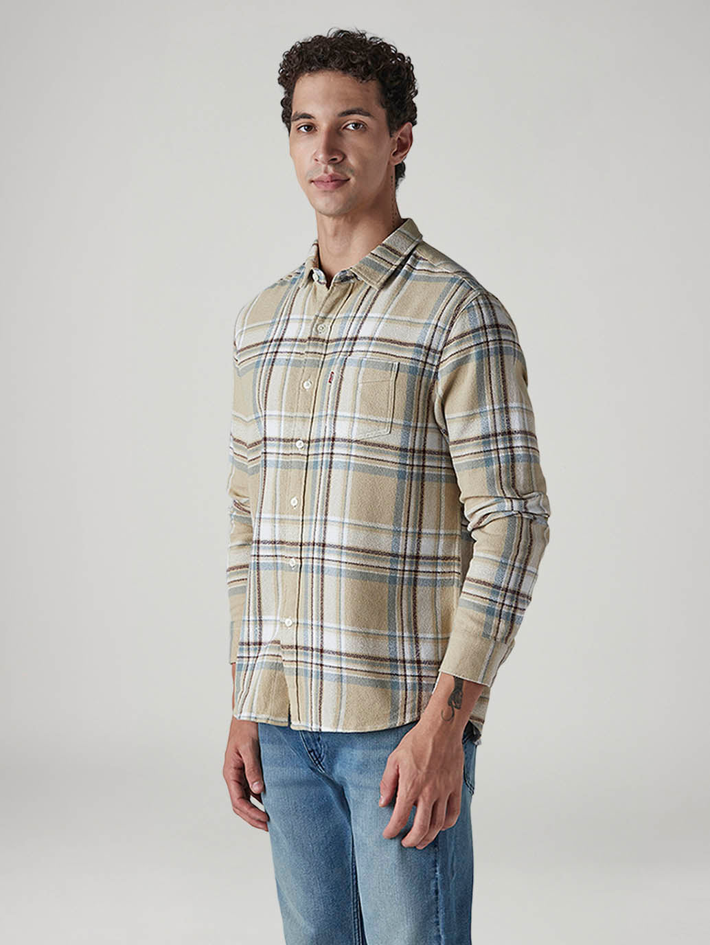 Men's Checkered Slim Fit Crepe Shirt - 20 View