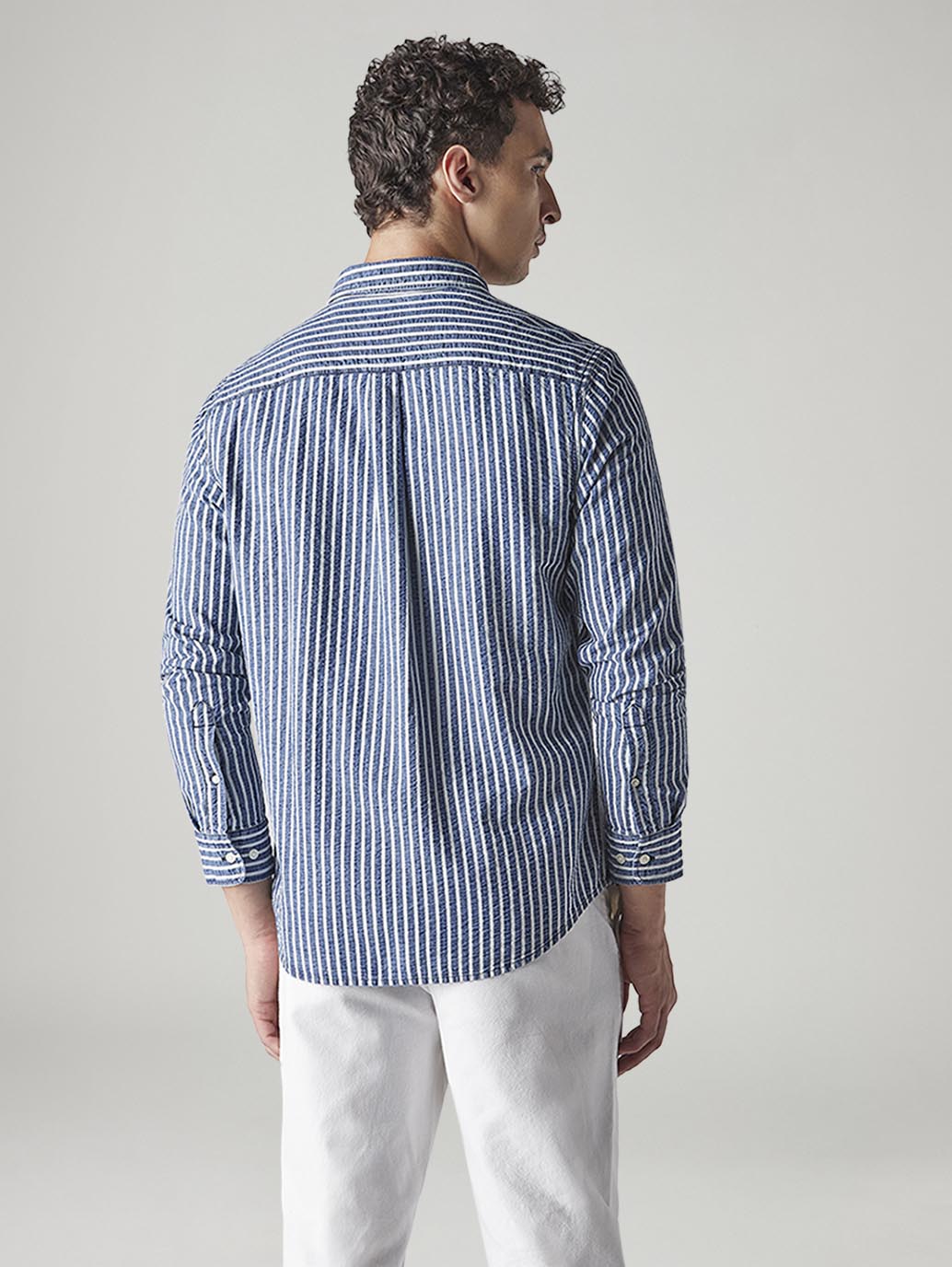 Men's Striped Slim Fit Textured Shirt - 20 View