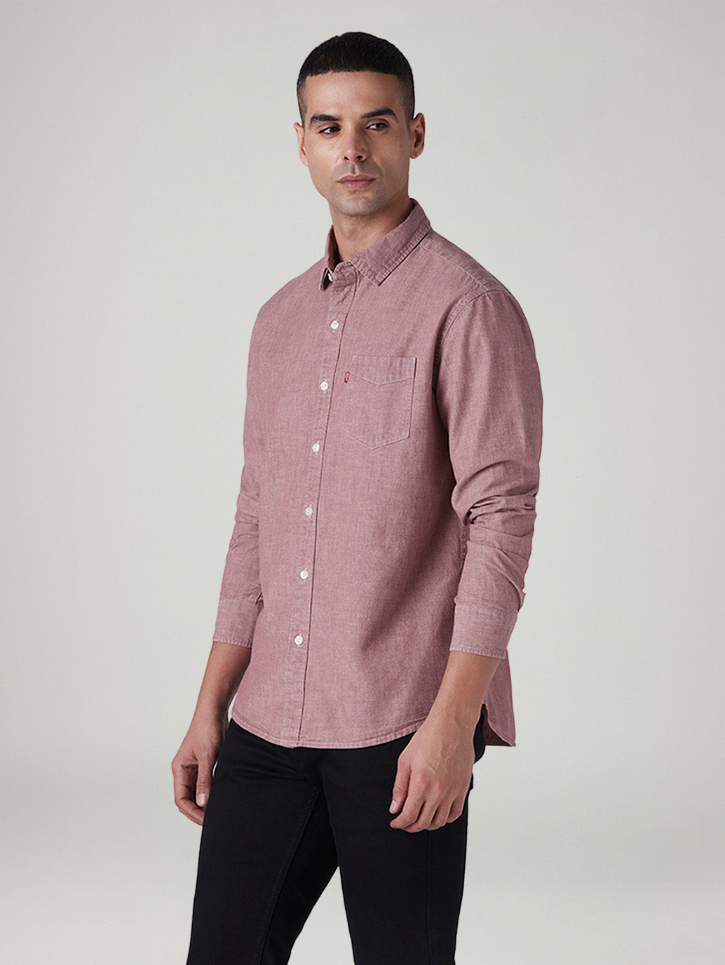 Men's Solid Slim Fit Overdyed Shirt - Side View