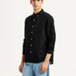 Men's Solid Black Slim Fit Shirt - Side View