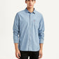Men's Solid Light Blue Slim Fit Shirt - Front View