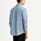 Men's Solid Light Blue Slim Fit Shirt - Back View