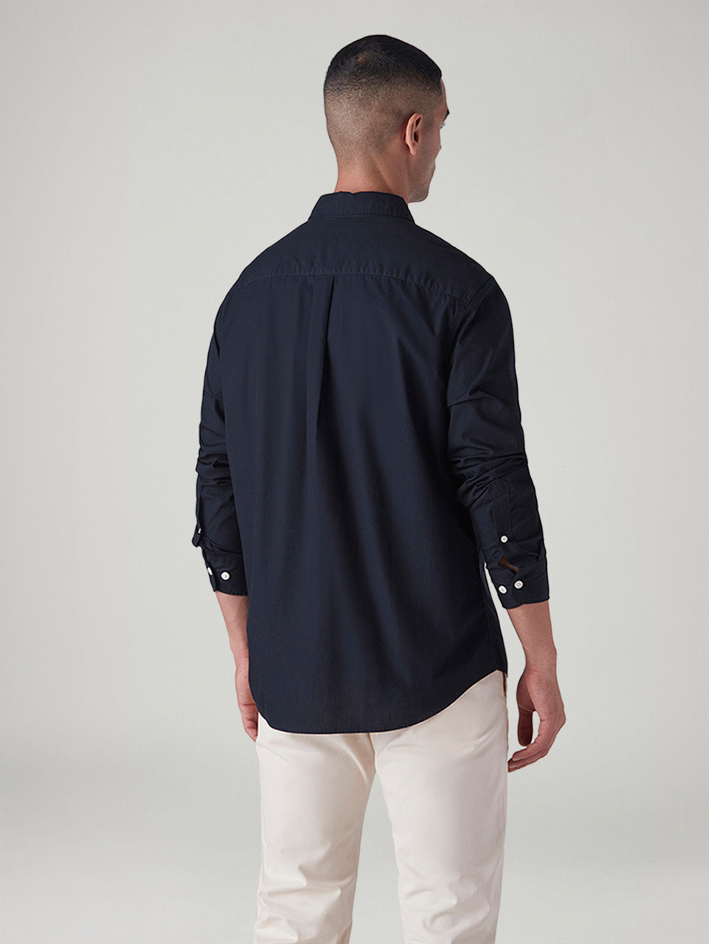 Men's Solid Slim Fit Poplin Shirt - Back View