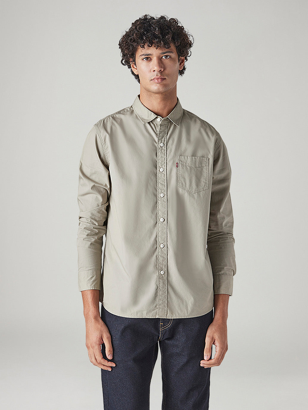 Men's Solid Slim Fit Poplin Shirt - Front View