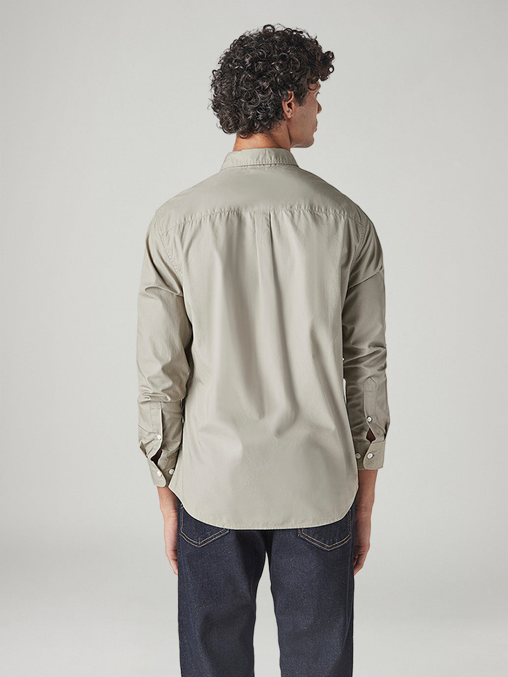 Men's Solid Slim Fit Poplin Shirt - Back View