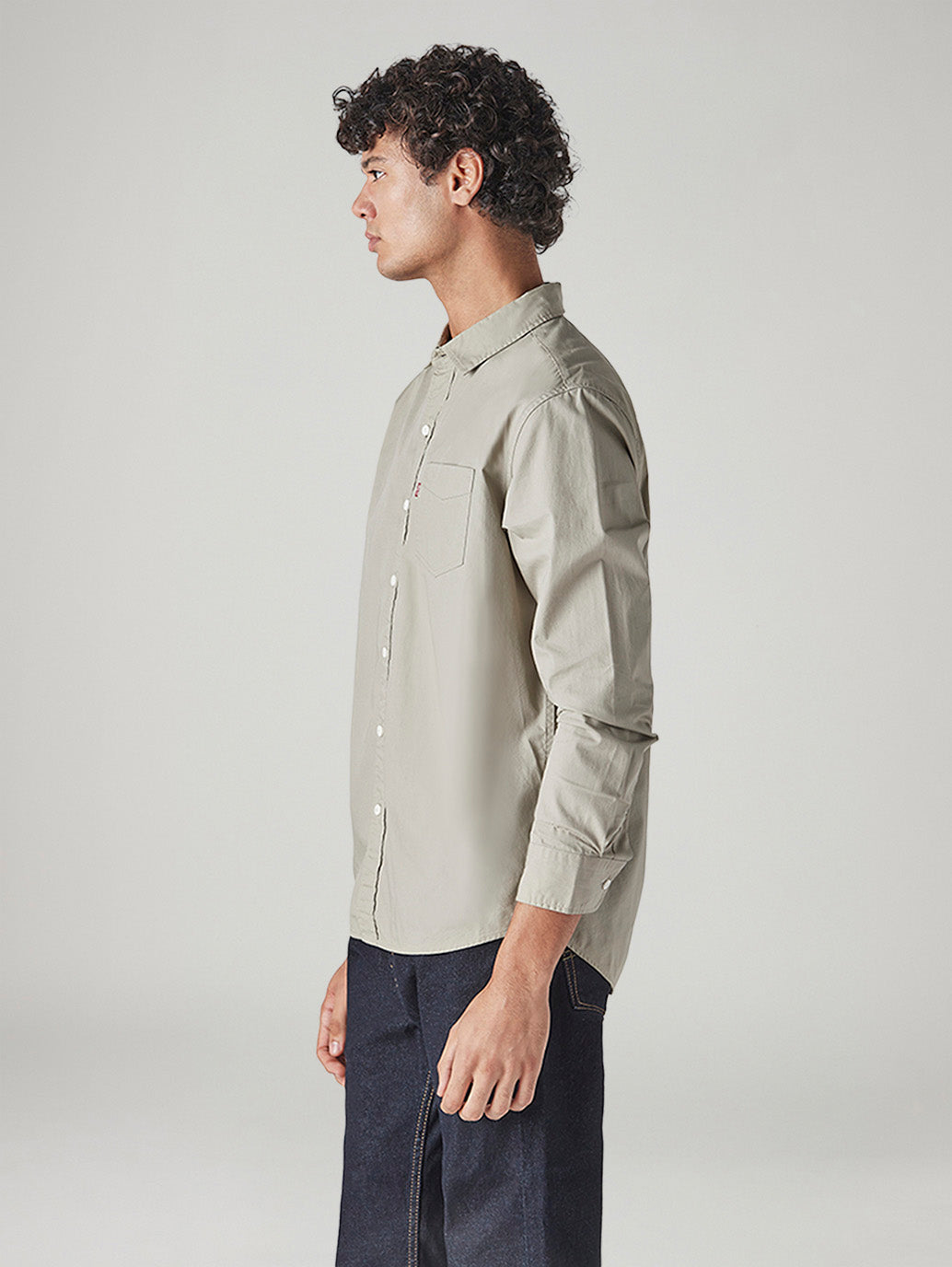 Men's Solid Slim Fit Poplin Shirt - Side View