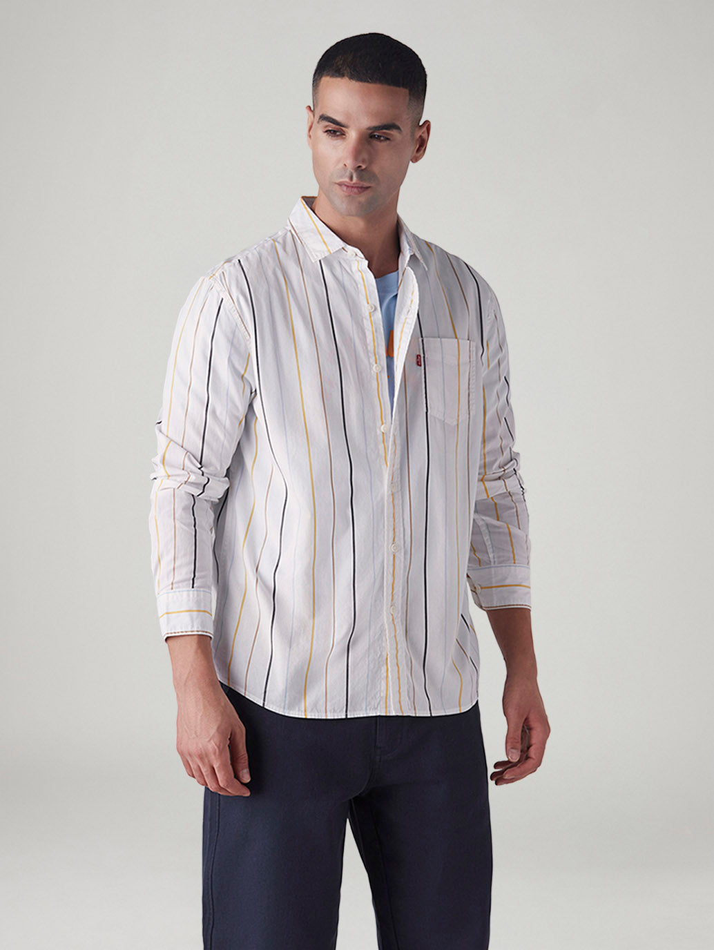 Men's Striped Slim Fit Poplin Shirt