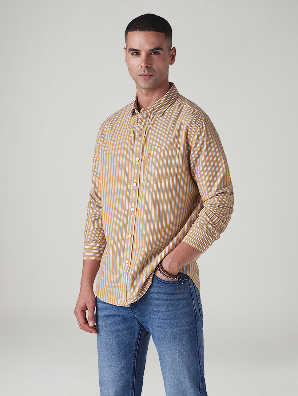 Men's Striped Slim Fit Poplin Shirt