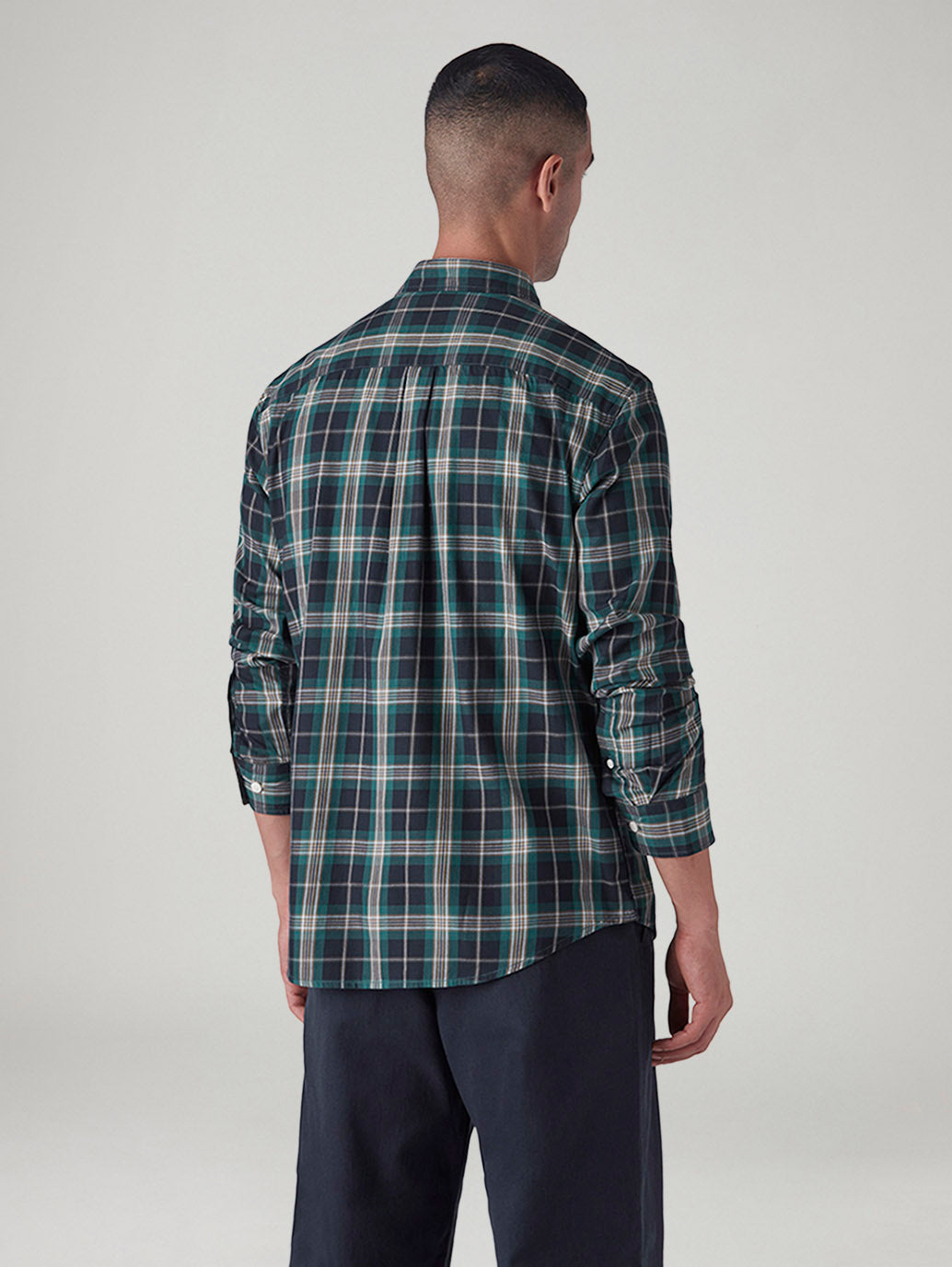 Men's Checkered Slim Fit Shirt - Back View