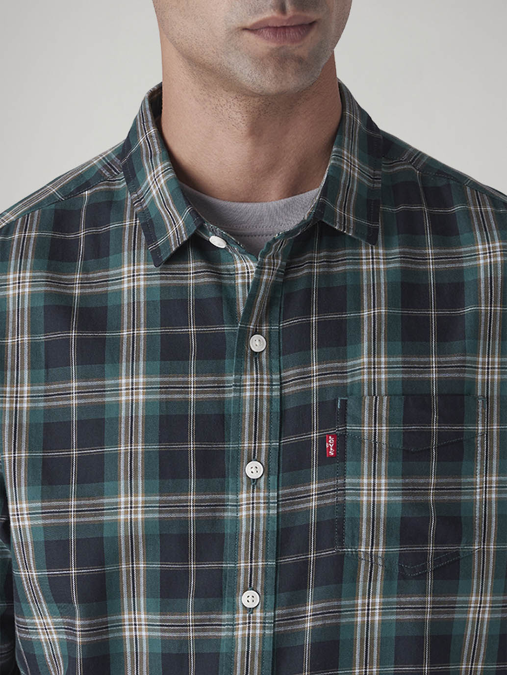 Men's Checkered Slim Fit Shirt - Detail View