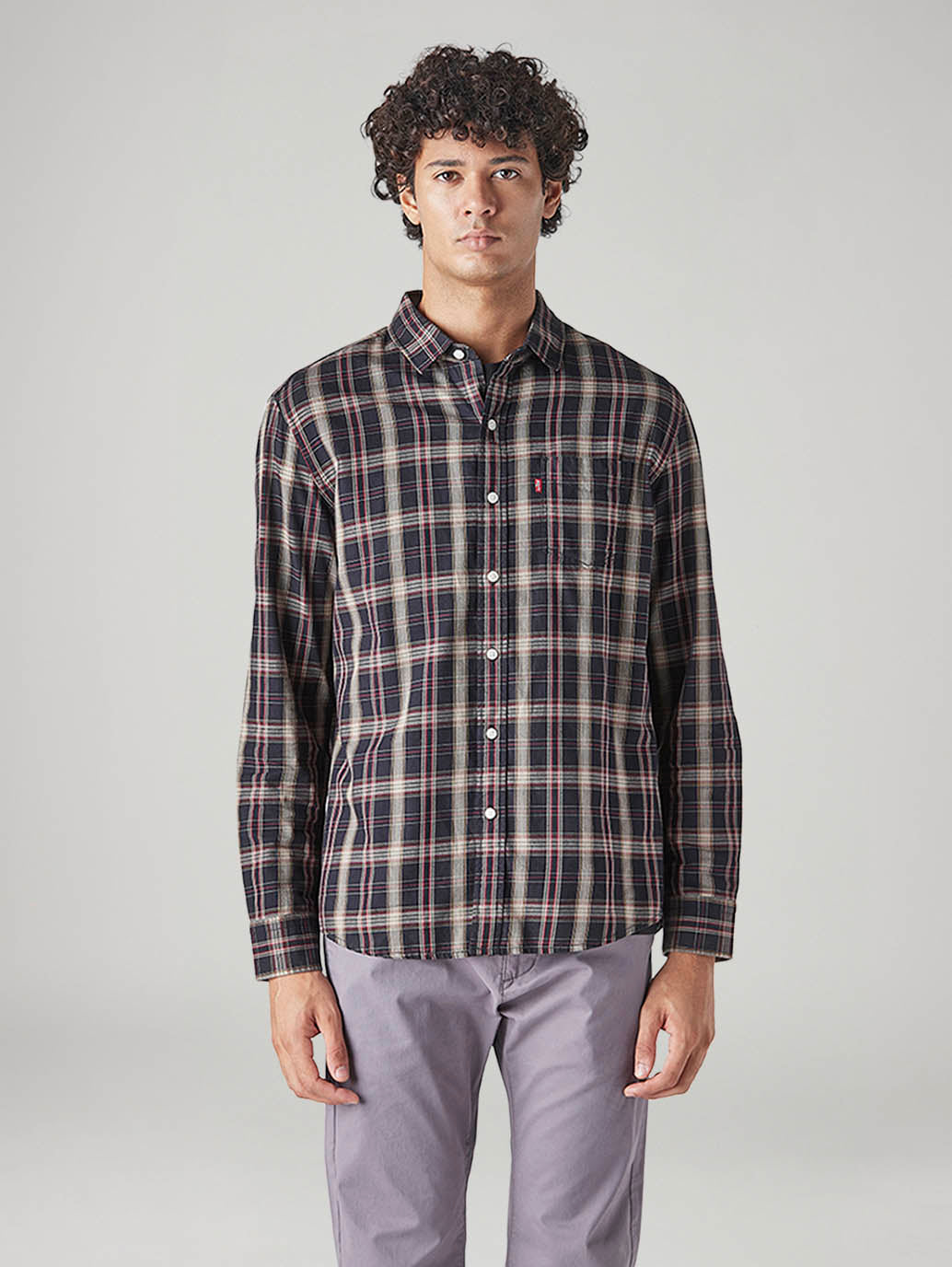 Men's Checkered Slim Fit Shirt - Front View