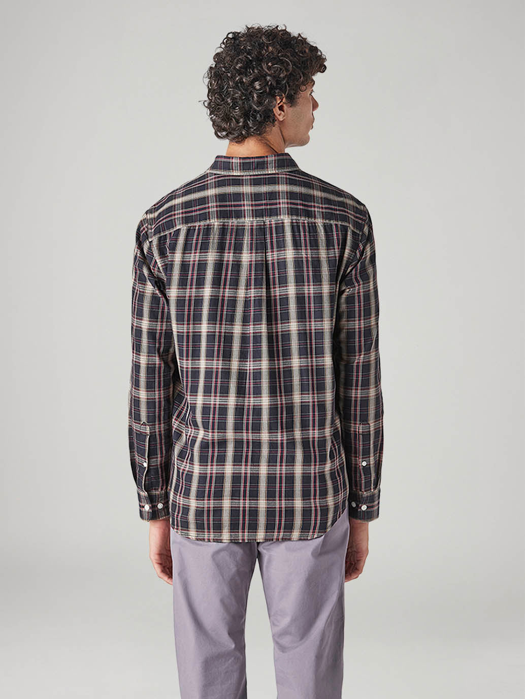 Men's Checkered Slim Fit Shirt - Back View