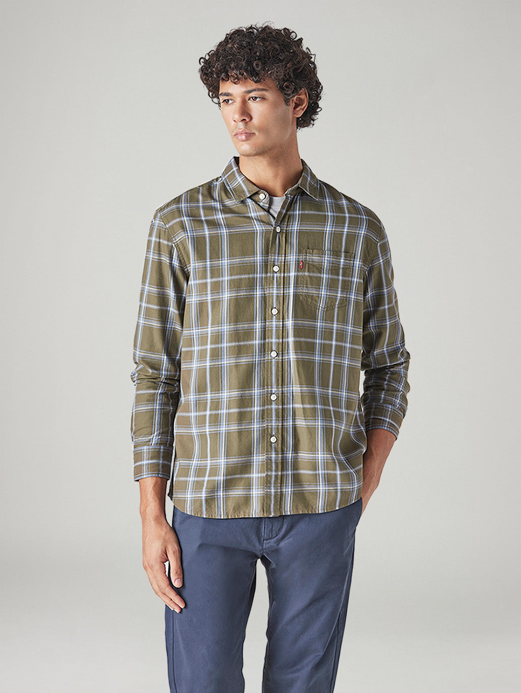 Men's Checkered Slim Fit Shirt - Front View