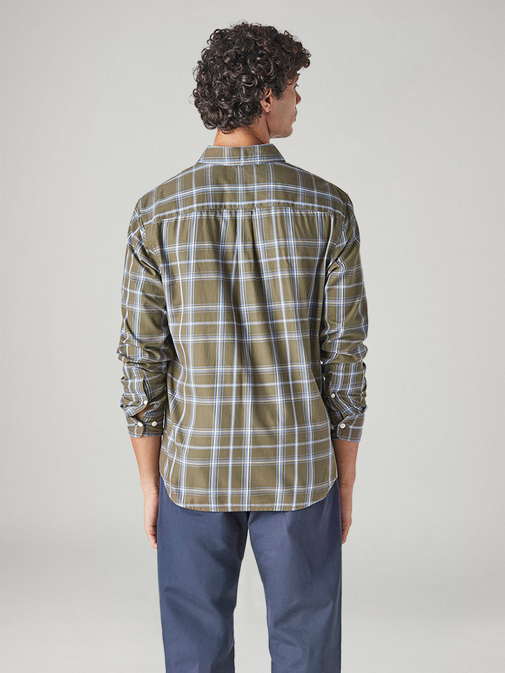 Men's Checkered Slim Fit Shirt - Back View