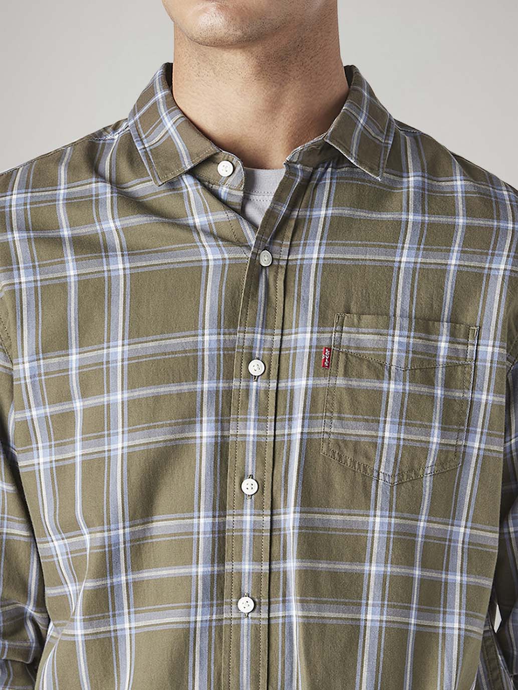 Men's Checkered Slim Fit Shirt - Detail View