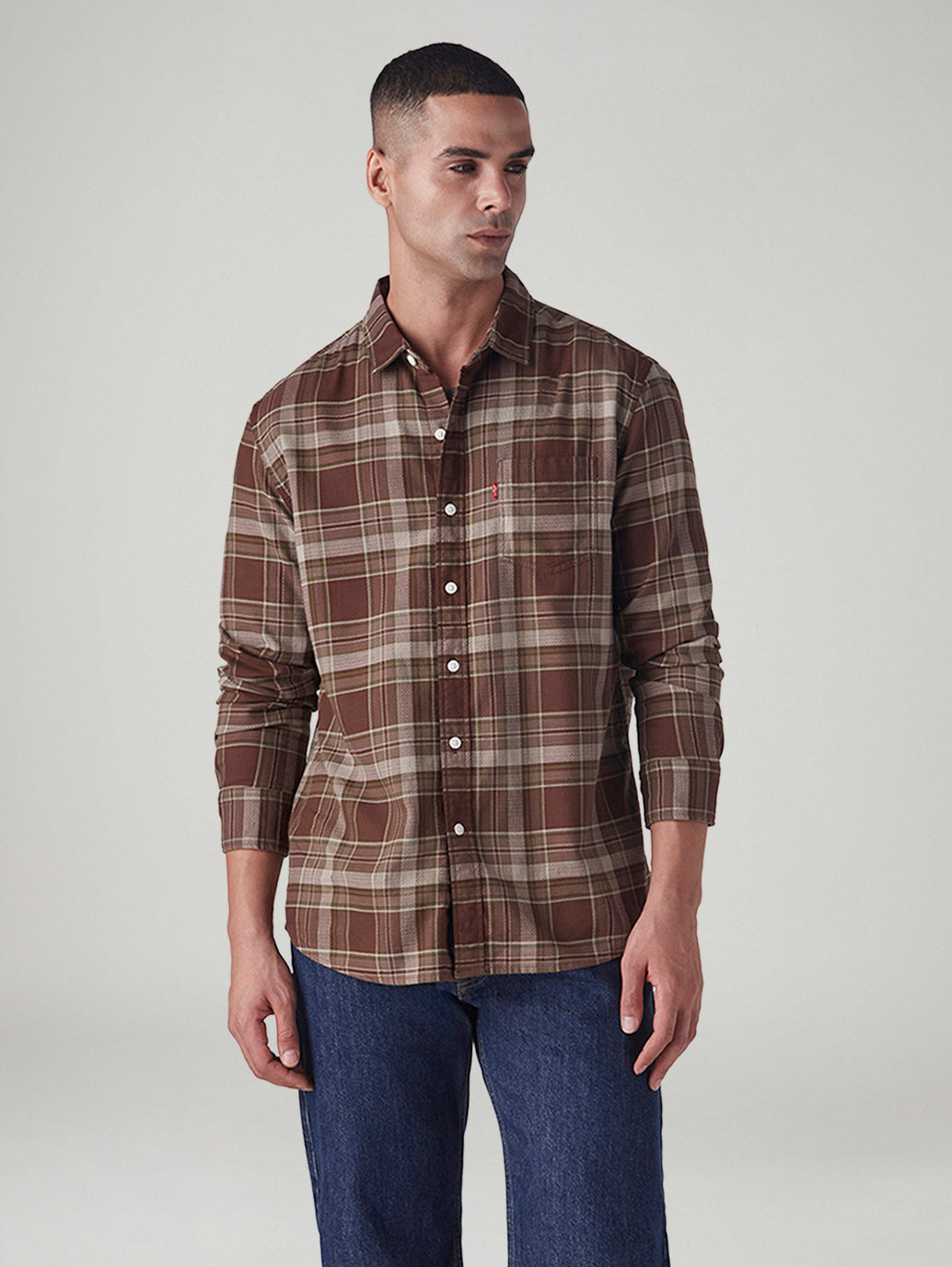 Men's Checkered Slim Fit Dobby Shirt