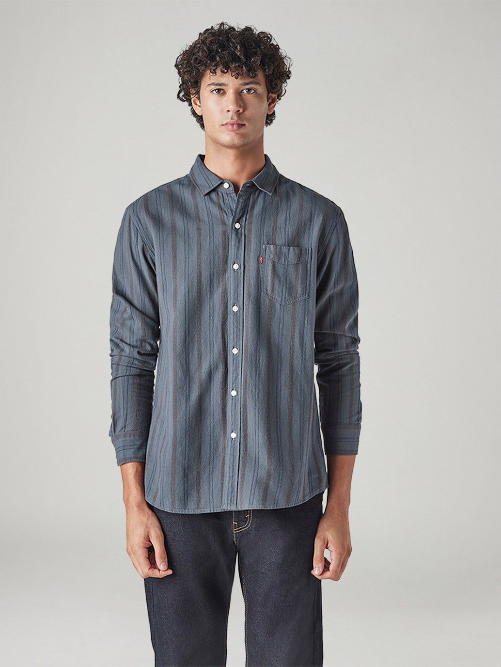 Men's Striped Slim Fit Shirt - Front View