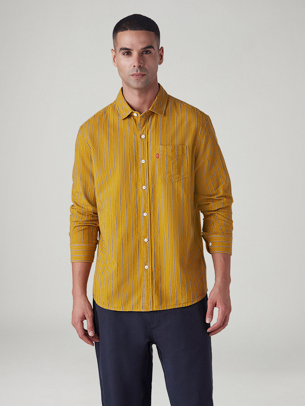 Men's Striped Slim Fit Dobby Shirt - Front View